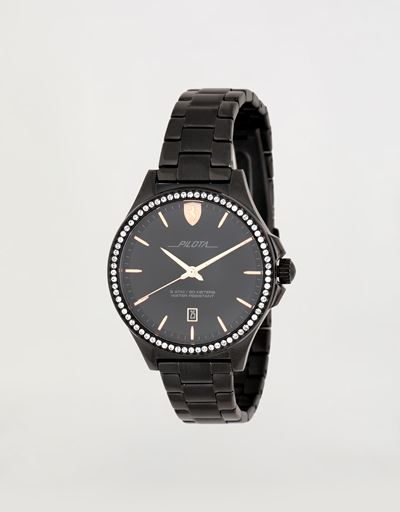 Reloj Pilota de mujer negro con cristales