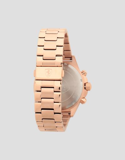 Scuderia Ferrari Online Store - Orologio cronografo Pilota color oro rosa con quadrante nero - Orologi Crono