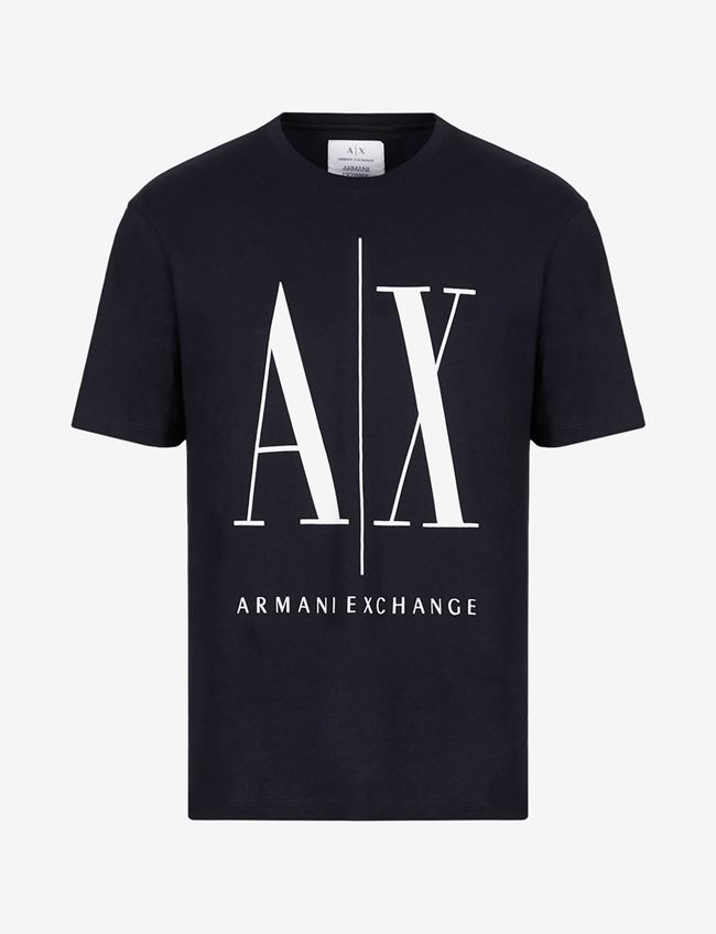 Armani Exchange T-Shirt Con Logo Blu Navy Cotone