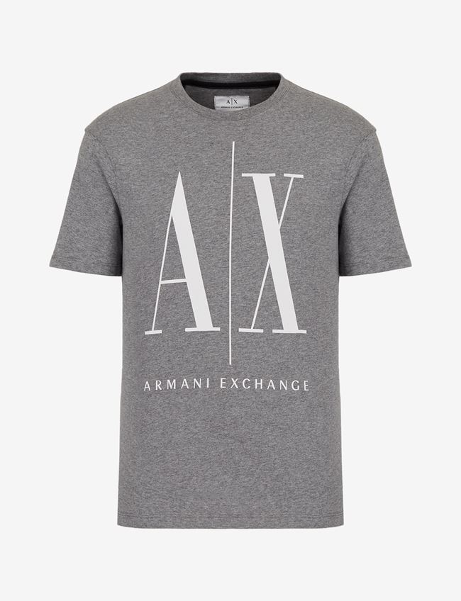 Armani Exchange T-Shirt Con Logo Grigio Cotone