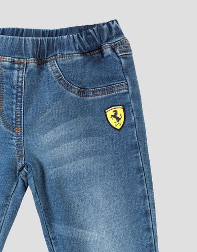 Scuderia Ferrari Online Store - Girls’ stretch cotton Ferrari Shield jeggings - Jeans