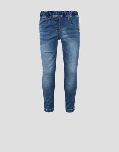 Jeggings bambina in cotone stretch con Scudetto Ferrari