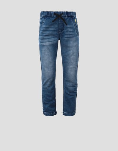 Pantaloni bambino in felpa stretch effetto denim