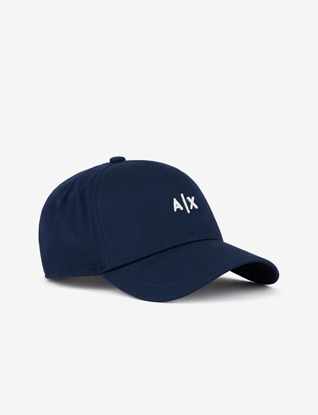 Armani Exchange Cappello Blu Navy Cotone
