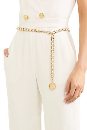 Balmain Woman Gold-tone And Leather Belt Gold