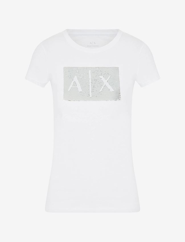Armani Exchange T-Shirt Con Logo Bianco Cotone