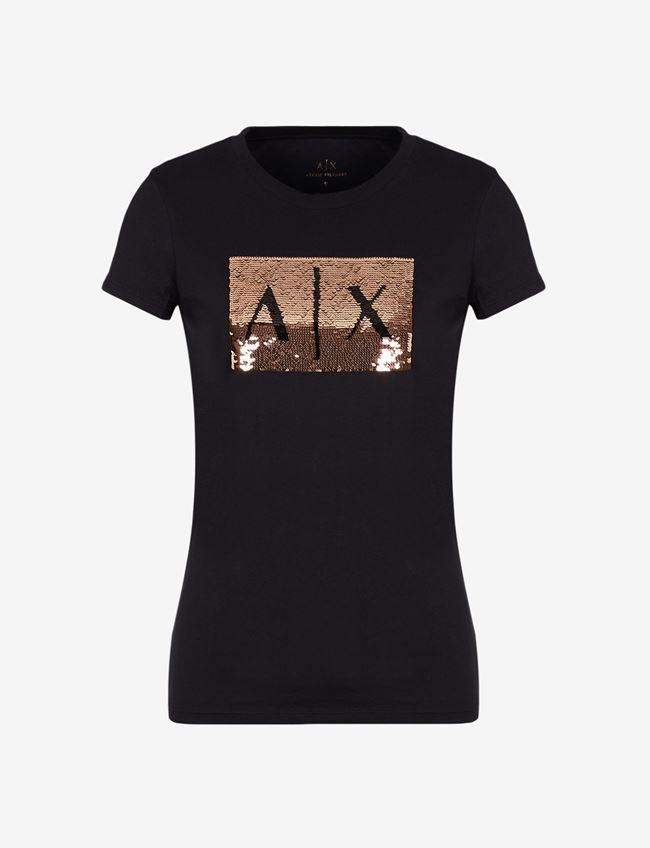 Armani Exchange T-Shirt Con Logo Nero Cotone
