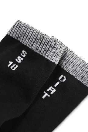 Rick Owens Two-tone Intarsia Stretch-cotton Socks In Black