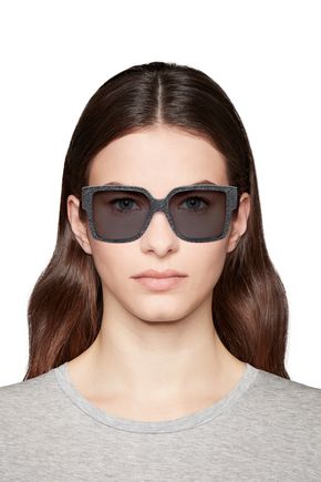 Click to view more detailed imagery on our partner's website Saint Laurent Woman D-Frame Glittered Acetate Sunglasses Black