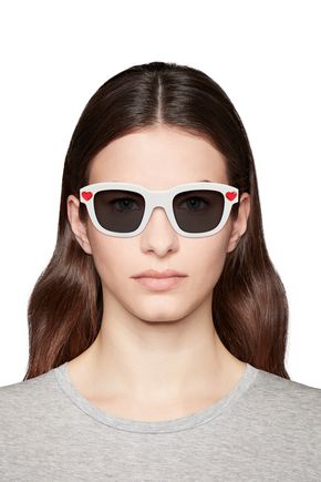 Click to view more detailed imagery on our partner's website Saint Laurent Woman D-Frame Crystal-Embellished Acetate Sunglasses White