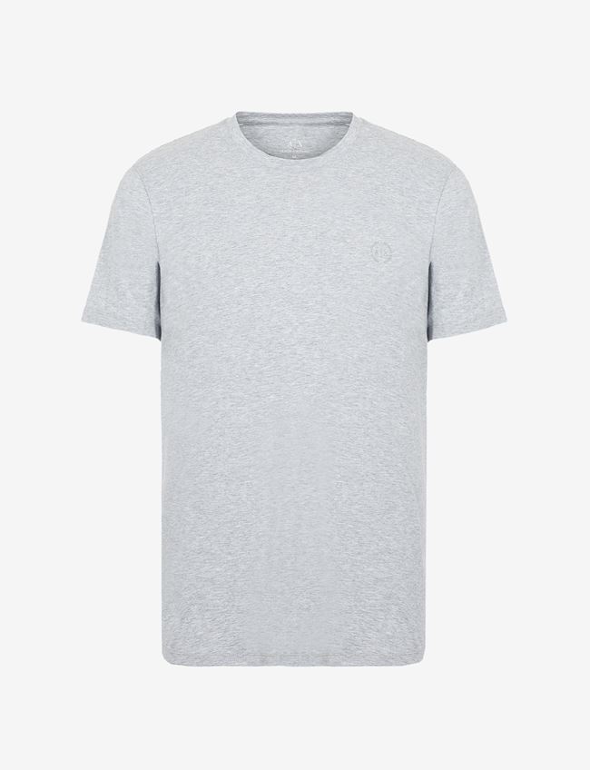 Armani Exchange T-Shirt Con Logo Grigio Cotone, Elastan