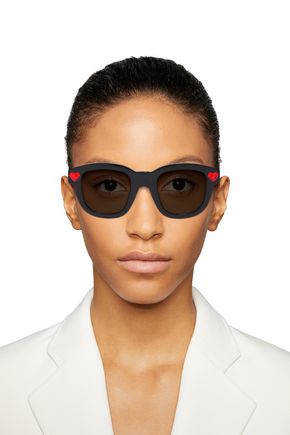 Click to view more detailed imagery on our partner's website Saint Laurent Woman D-Frame Crystal-Embellished Acetate Sunglasses Black