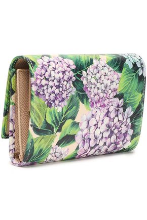 Shop Dolce & Gabbana Woman Floral-print Textured-leather Wallet Green