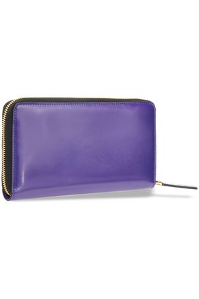 Marni Glossed-leather Continental Wallet In Purple