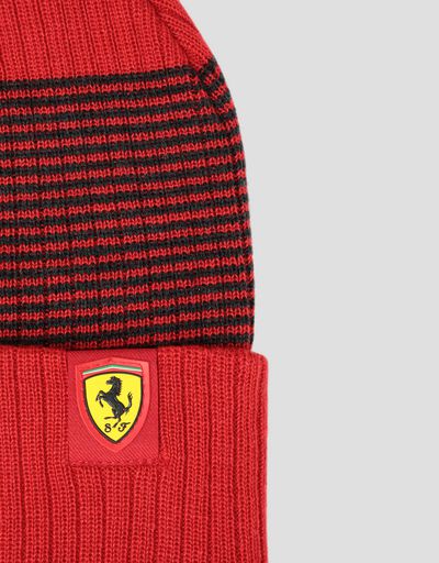 Scuderia Ferrari Online Store - Puma Scuderia Ferrari knit beanie with turn-up - Beanie Hats