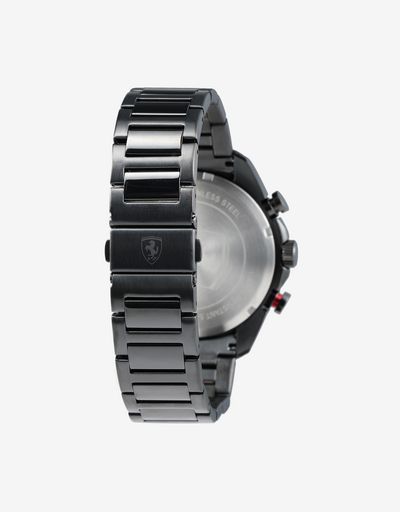Scuderia Ferrari Online Store - Steel Speedracer chronograph watch with black bracelet - Chrono Watches