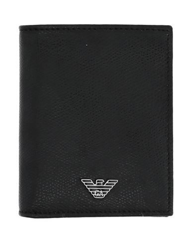 Emporio Armani Man Wallet Black Size - Bovine Leather, Calfskin, Polyurethane