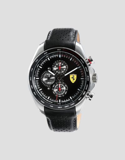 Speedracer クロノグラフウォッチ ブラックパーフォレーションレザー グレーディテール