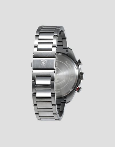Scuderia Ferrari Online Store - Steel Speedracer chronograph watch with gray bracelet - Chrono Watches