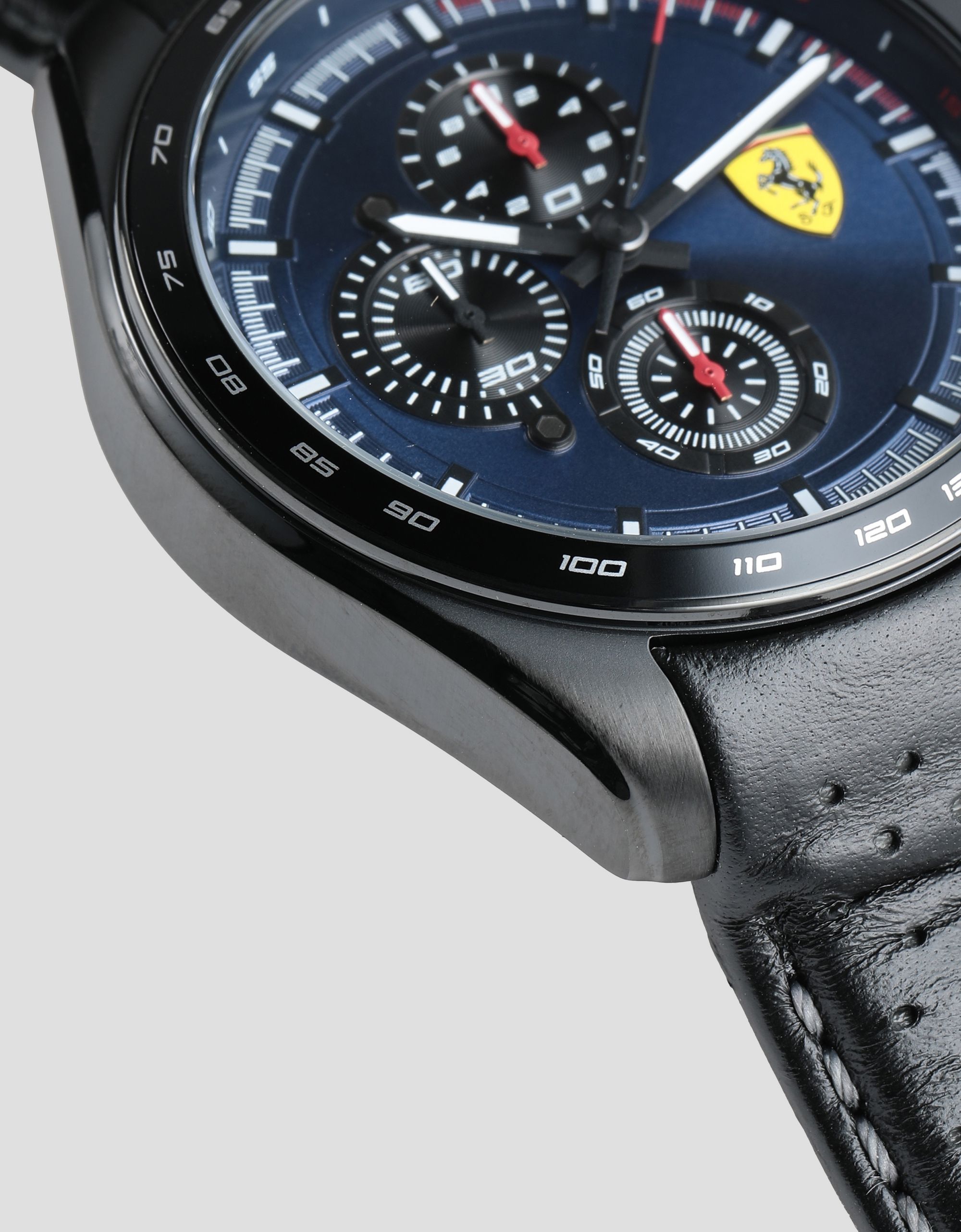 Ferrari Speedracer chronograph watch with perforated black leather ...