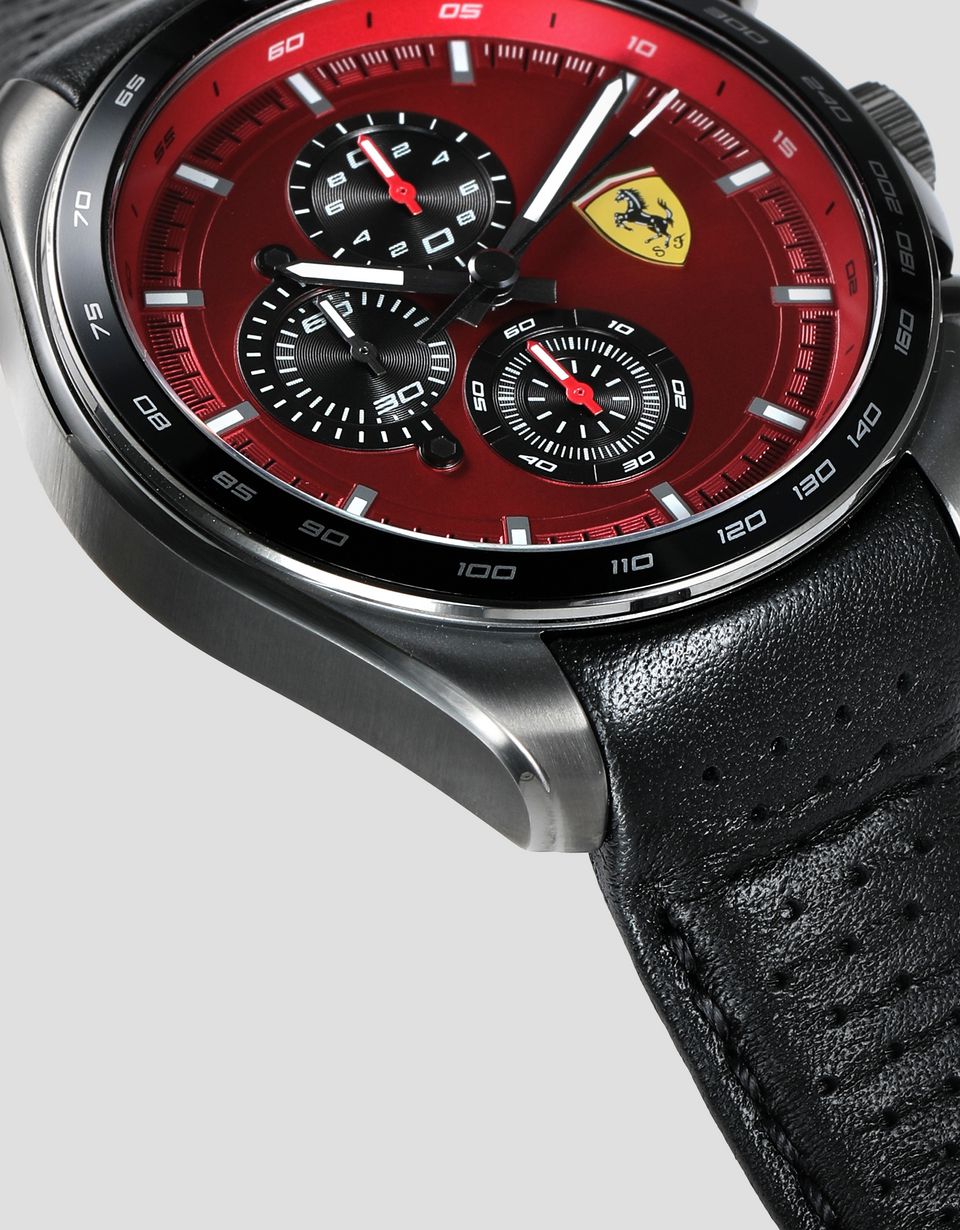 Ferrari Speedracer Chronograph Watch With Perforated Leather Strap And A46