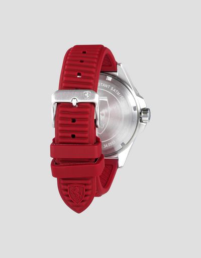Scuderia Ferrari Online Store - Pilota Chronograph watch with red silicone strap - Chrono Watches