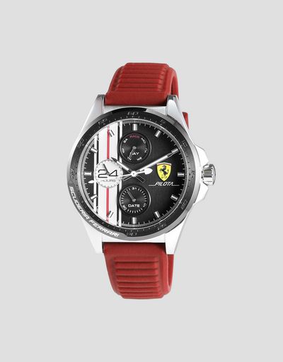 Pilota クロノグラフウォッチ レッドシリコンストラップ