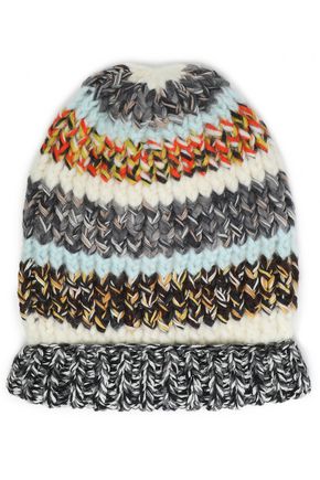 Missoni Striped Ribbed-knit Beanie In Gray