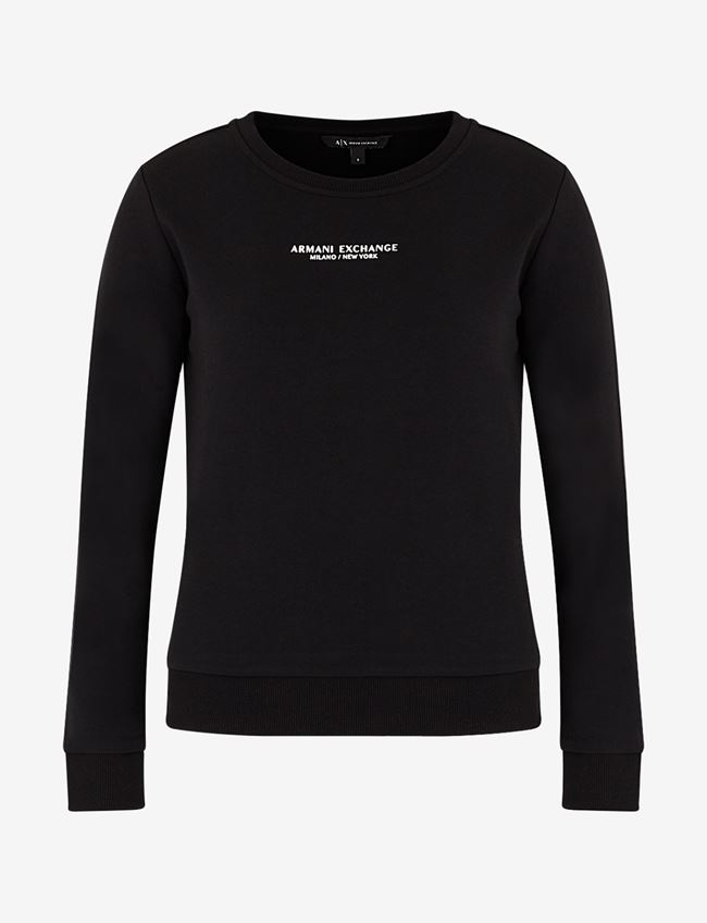 Armani Exchange Felpa Nero Cotone, Poliestere