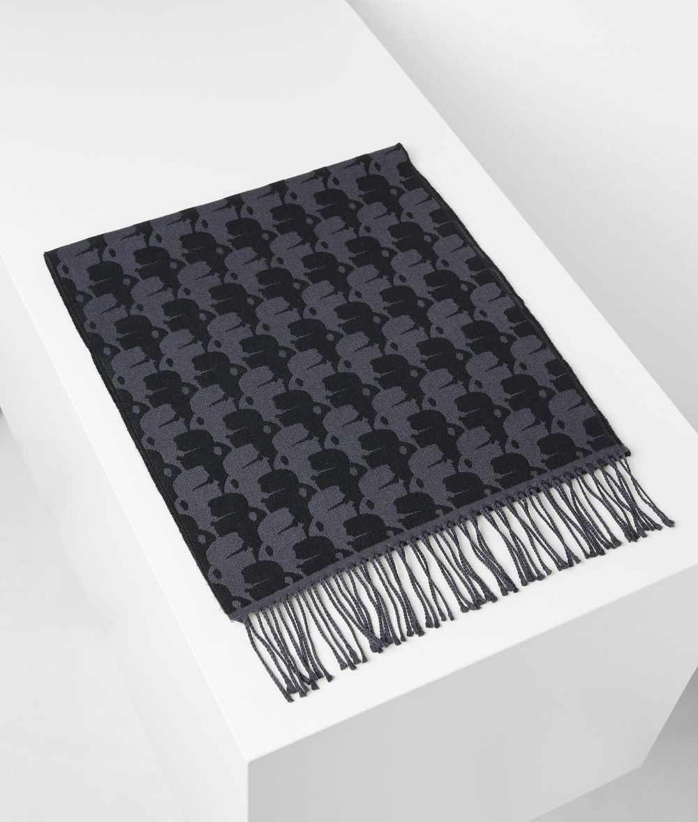 Karl Lagerfeld Hombre Bufanda Kameo Negro 100% Lana Virgen, Tamaño: OneSize