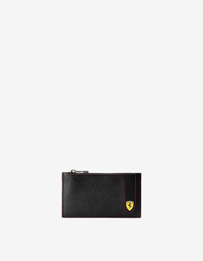 Porta carte di credito Evo in pelle Saffiano con zip Made in Italy
