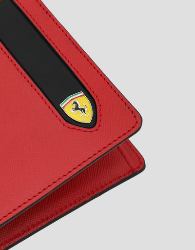 Scuderia Ferrari Online Store - Horizontal EVO Saffiano bi-fold wallet with change pocket - Horizontal with coin Wallets