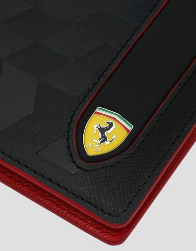 Scuderia Ferrari Online Store - Portafoglio orizzontale in pelle Saffiano Made in Italy -