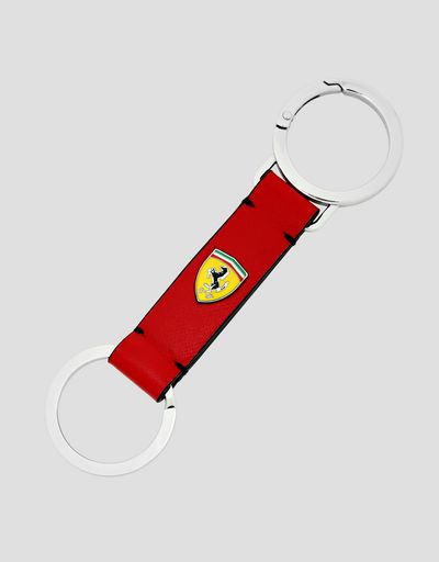 EVO key ring in Saffiano leather with enamelled Shield