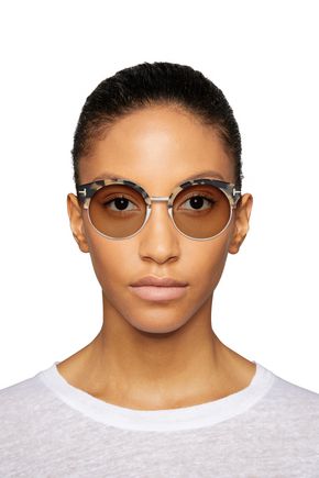 Shop Tom Ford Alissa Round-frame Acetate And Gold-tone Sunglasses In Neutral