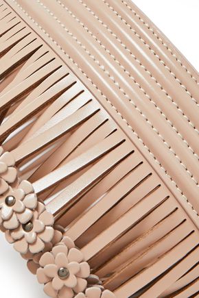 Alaïa Floral-appliquéd Fringe-trimmed Quilted Leather Belt In Neutral