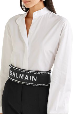 Balmain Embellished Leather Waist Belt In Black