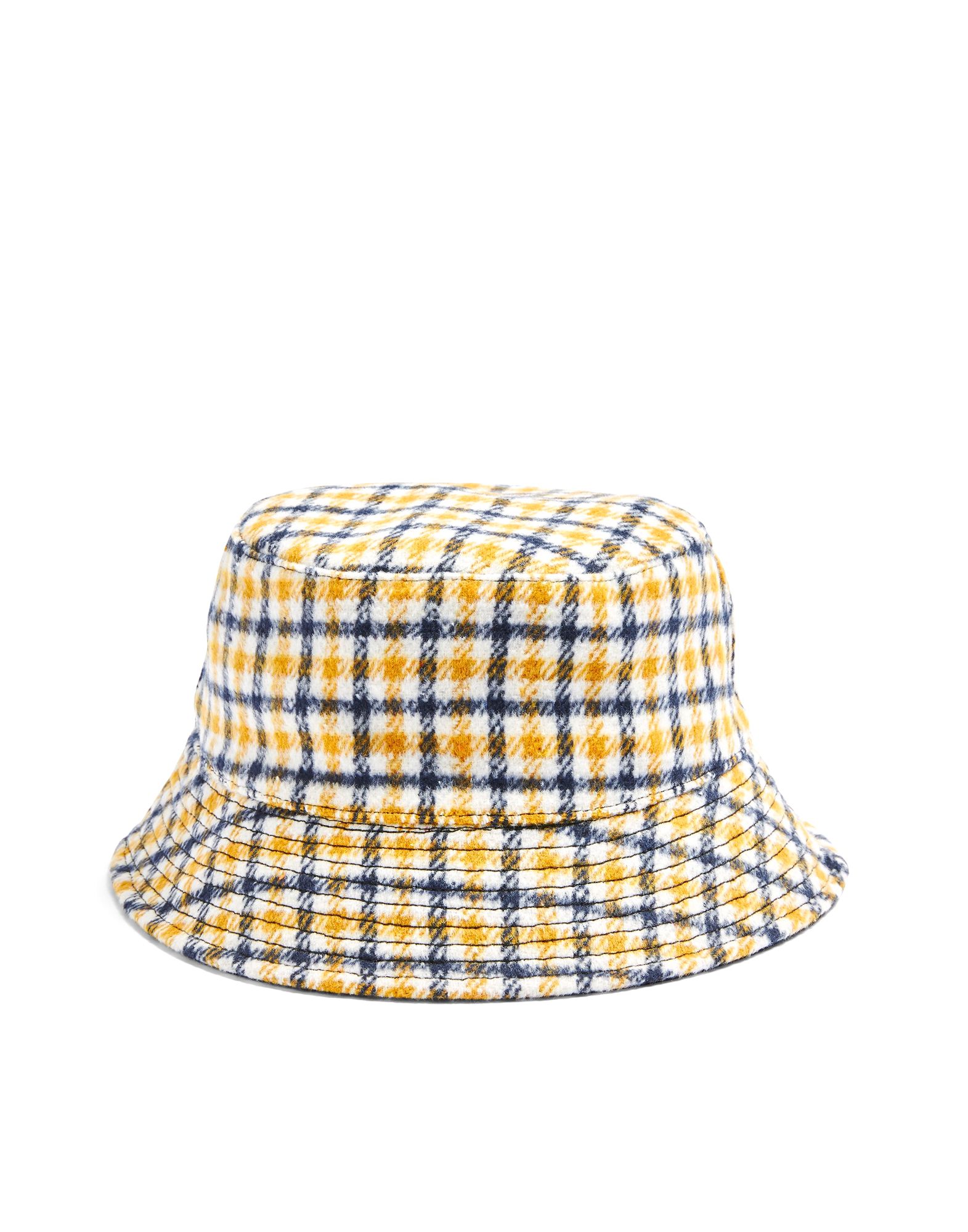 《セール開催中》TOPSHOP レディース 帽子 ホワイト one size コットン 100% REVERSIBLE CHECK BUCKET HAT