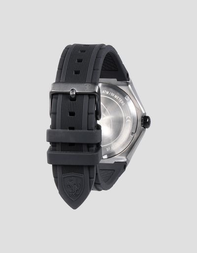 Scuderia Ferrari Online Store - Aspire multi-functional watch with gray case and black silicone strap - Chrono Watches