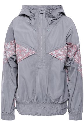 Adidas By Stella Mccartney Light Paneled Printed Shell Track Jacket In Gray