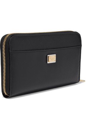 Dolce & Gabbana Bead-embellished Textured-leather Wallet In Black