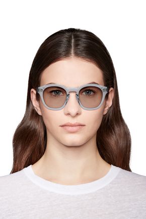 Shop Oliver Peoples Boudreau . Round-frame Acetate Sunglasses In Sky Blue