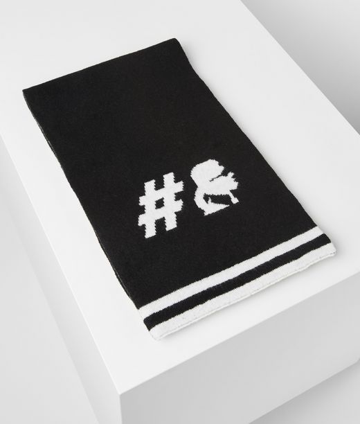 Karl Lagerfeld Uomo Sciarpa Team Karl Bianco E Nero 56% Poliacrilico, 34% Poliammide, 7% Elastan, 3% Lana, Taglia: OneSize