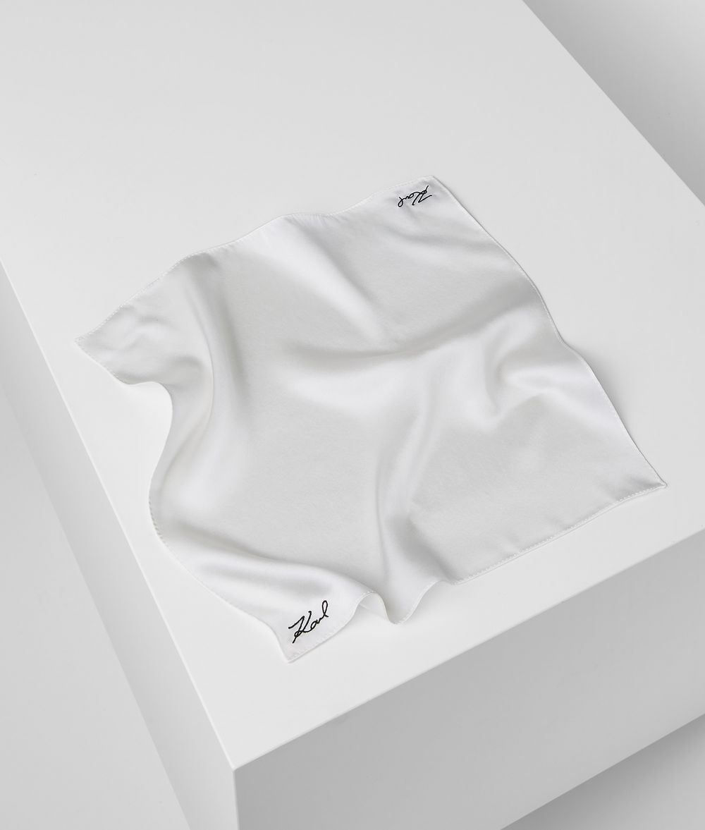 Karl Lagerfeld Donna K/ Fazzoletto Da Collo Bianco 100% Seta, Taglia: OneSize