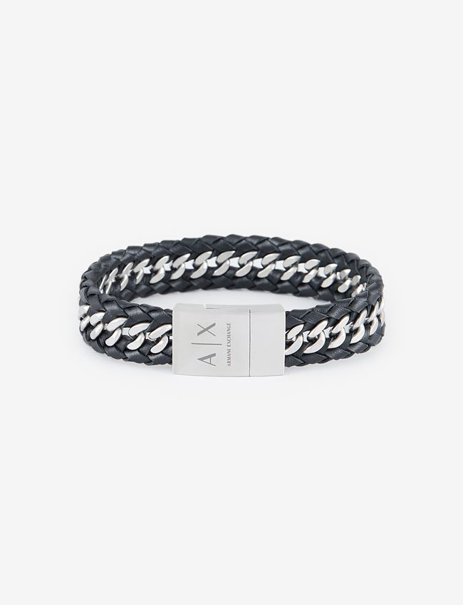 Armani Exchange Bracelets Nero Pelle, Acciaio Inox