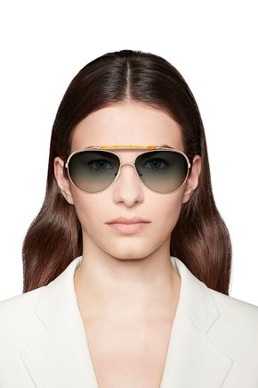 Chloé Reece Aviator-style Gold-tone And Marbled Acetate Sunglasses In Cobalt Blue