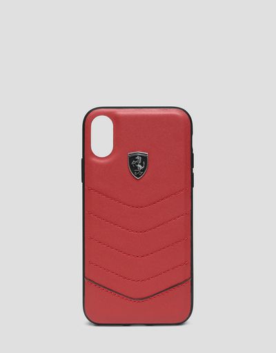 Cover rigida in pelle rossa per iPhone X e XS
