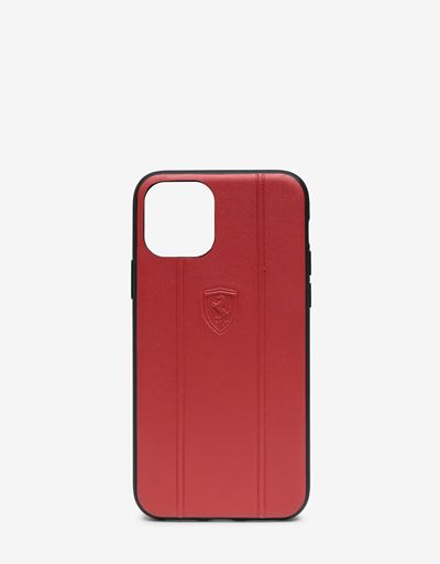 Cover rigida in pelle rossa con Scudetto inciso per iPhone 11 Pro