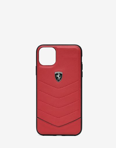 Cover rigida in pelle rossa per iPhone 11 Pro Max