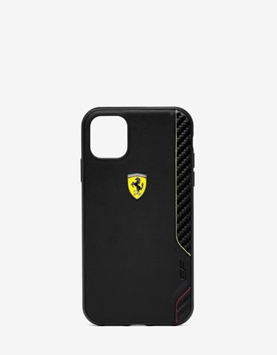 Cover rigida nera con stampa fibra di carbonio per iPhone 11